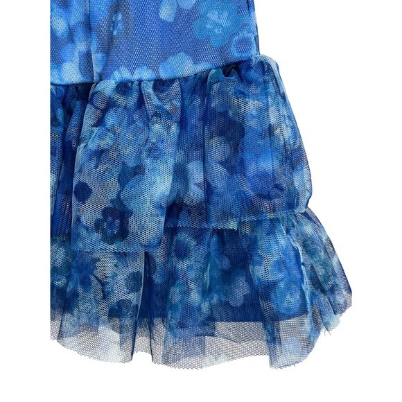 Justice Girls Blue Floral Tiered Mesh Skort Ruffle Pull-On Size 14 - Picture 5 of 9